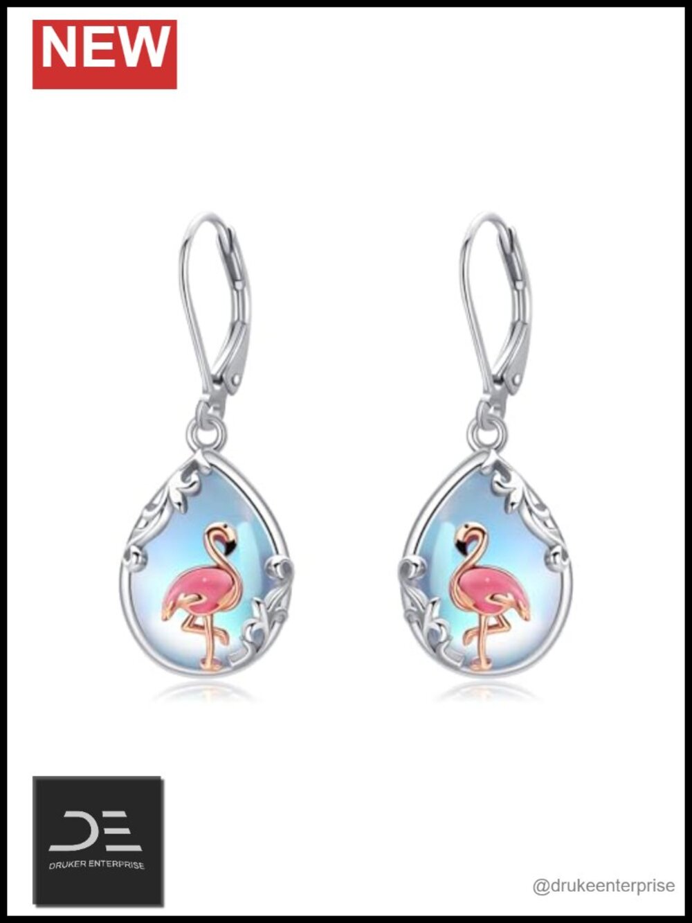 Sterling Silver Flamingo Drop Earrings Hypoallergenic Jewelry for Women